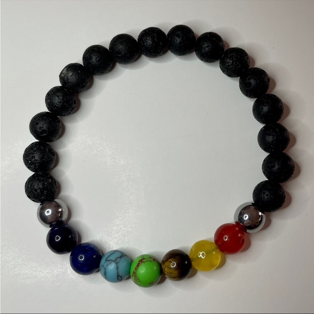 Chakra & Lava Rock Bracelet